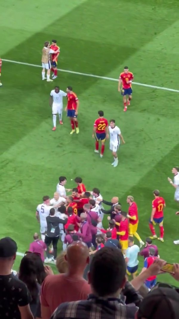 England eliminated Spain in the quarter-finals of the European Youth Championship, and after the game, players on both sides clashed