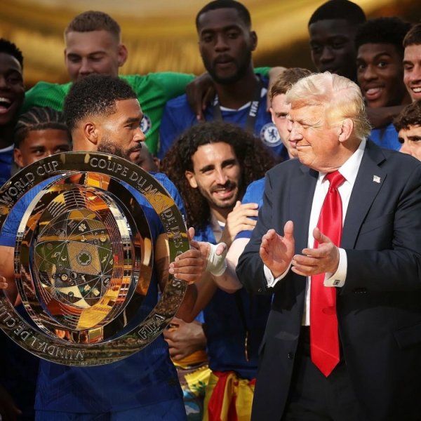 Win the Club World Cup! Reese James posted a photo of the cup held by the social media, Trump came into the camera